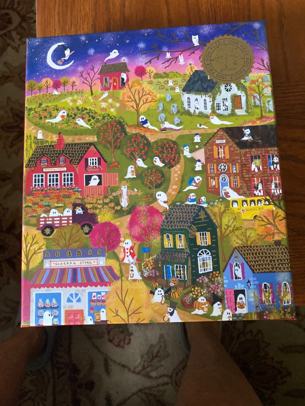Halloween puzzle spooky village 1000 piece foil puzzle